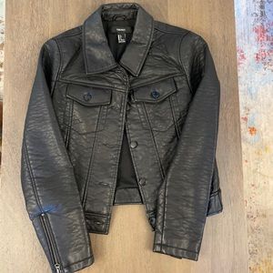 Black Faux Leather Jacket, S